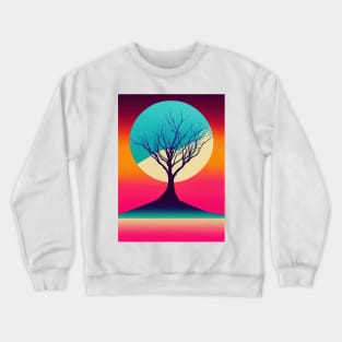 Vibrant Colored Whimsical Minimalist Lonely Tree - Abstract Minimalist Bright Colorful Nature Poster Art of a Leafless Branches Crewneck Sweatshirt